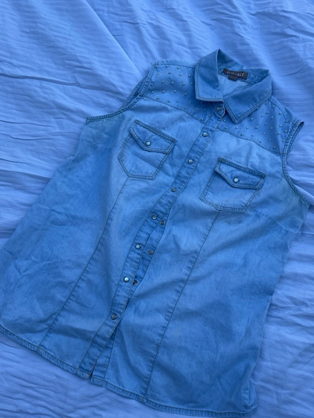 Light Blue Denim Sleeveless Shirt